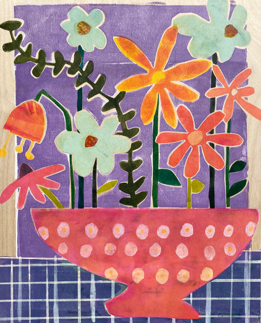 “Polka Dot Bowl of Blooms”  $522 - 16"x20" on cradled wooden canvas