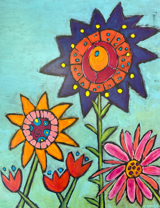 “Full Bloom in a Turquoise Sky” $522 - 16"x20" on cradled wooden canvas